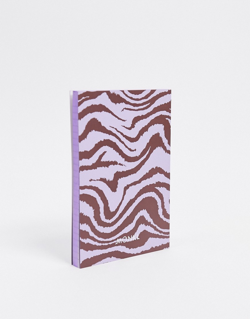Monki - Signe - Notesbog i genanvendt papir med omslag i lilla zebraprint-Multifarvet