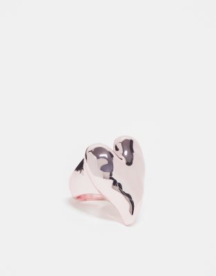 signet heart ring in pink