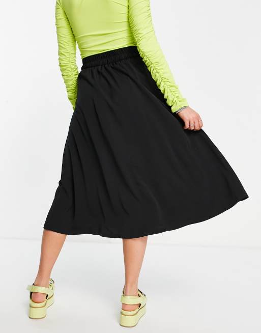Monki Sigrid Gonna midi con bottoni nera BLACK ASOS