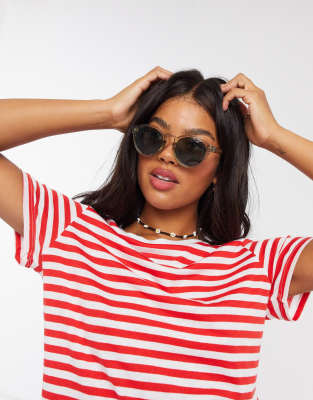 asos red and white striped top