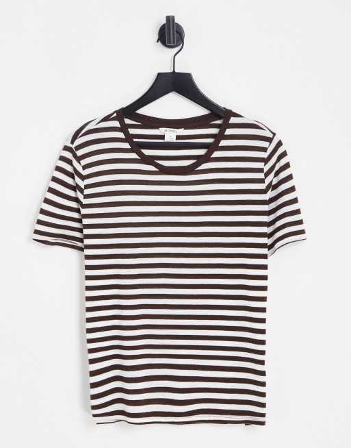 Monki Simba tee in brown and white stripe