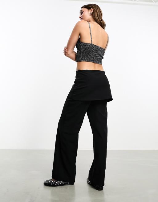 High-waist flared trousers - Brown - Monki