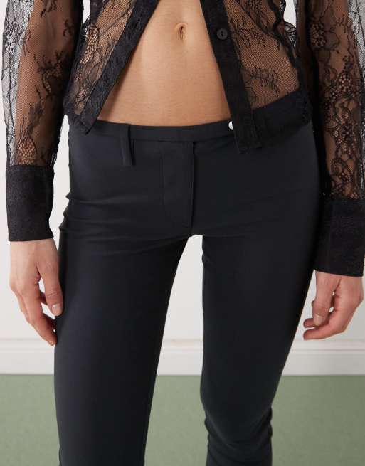 Monki - Skræddersyede sorte slim-bukser med stretch, 4 af 5