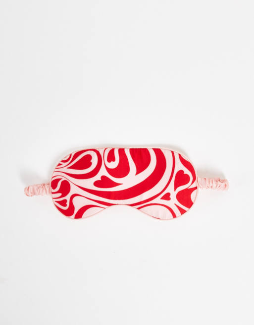 Monki - Slaapmasker in roze en rode wervelprint - RED