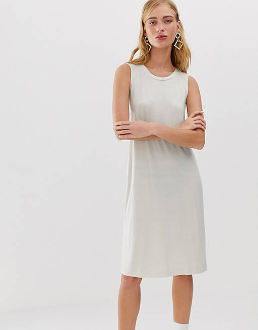 Monki sleeveless jersey mini dress in cream exclusive | ASOS