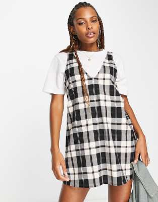Buy Black and White Gingham Check Textured Jersey Puff
