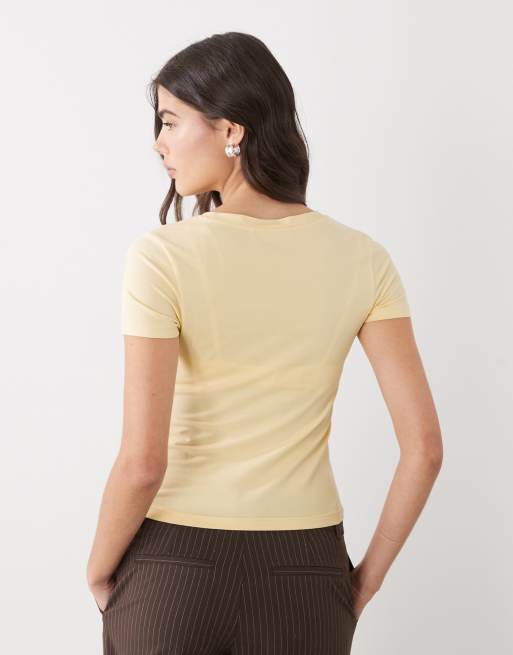 Monki slim fit baby tee in butter yellow - YELLOW, 4 of 4