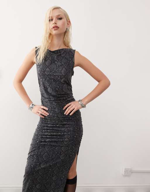 Grey snake print maxi dress hotsell