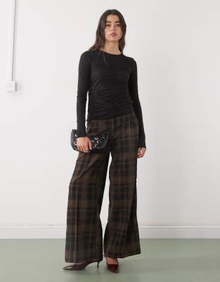 Monki Slim Fit Sheer Top With Front Detail In Black