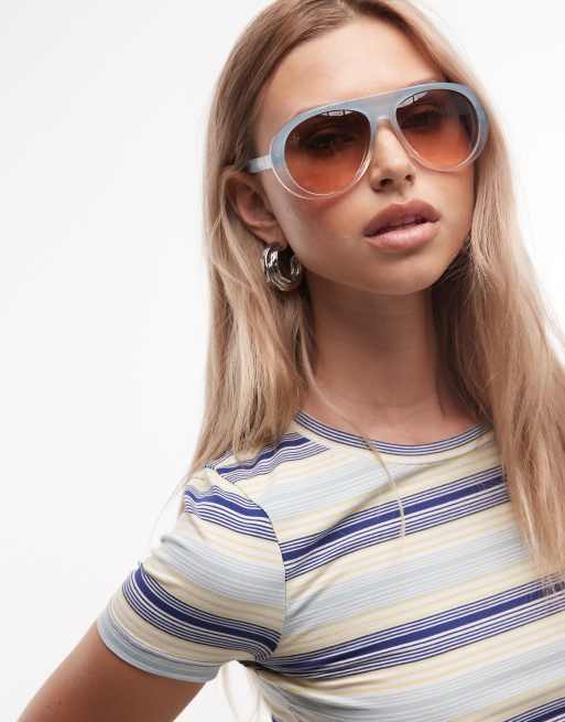 Monki slim fit t-shirt in dark blue stripe, 3 of 4