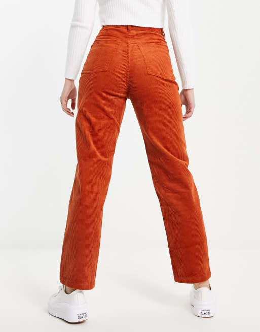 Monki slim leg corduroy pants in rust, 2 of 4