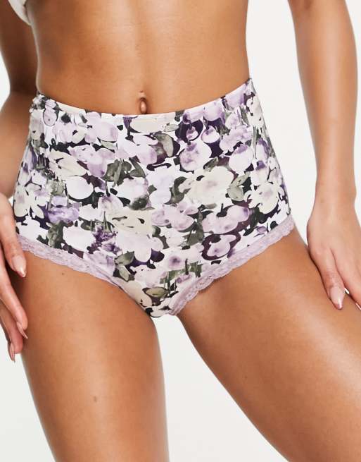 Monki - Slip met hoge taille in bloemenprint - LILAC