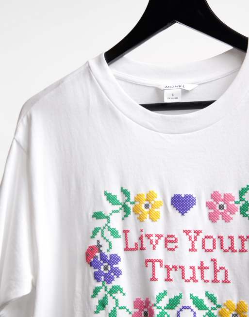 Monki slogan t-shirt in white, 3 of 4