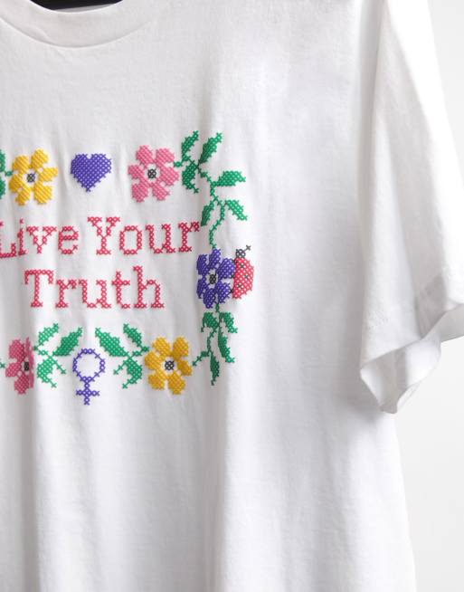 Monki slogan t-shirt in white, 4 of 4