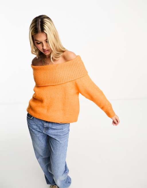 Monki slouchy knit sweater in orange ASOS