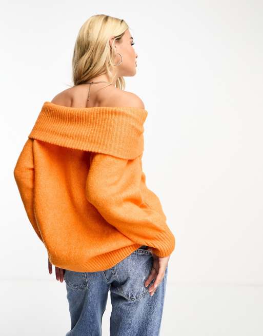 Orange off the deals shoulder jumper