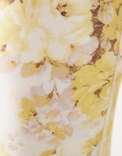 Monki - Smalle flare-broek met bloemenprint in geel, 5 van 5