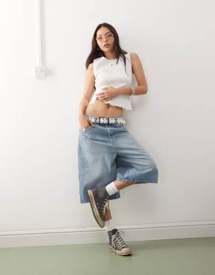 Monki Smock Shirred Sleeveless Tank Top With Frill Edge