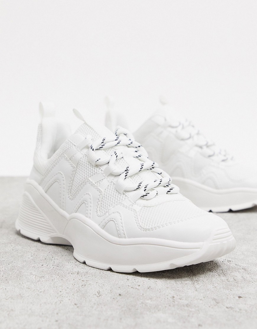 Monki - Sneakers con suola spessa e tessuto a rete bianche-Bianco