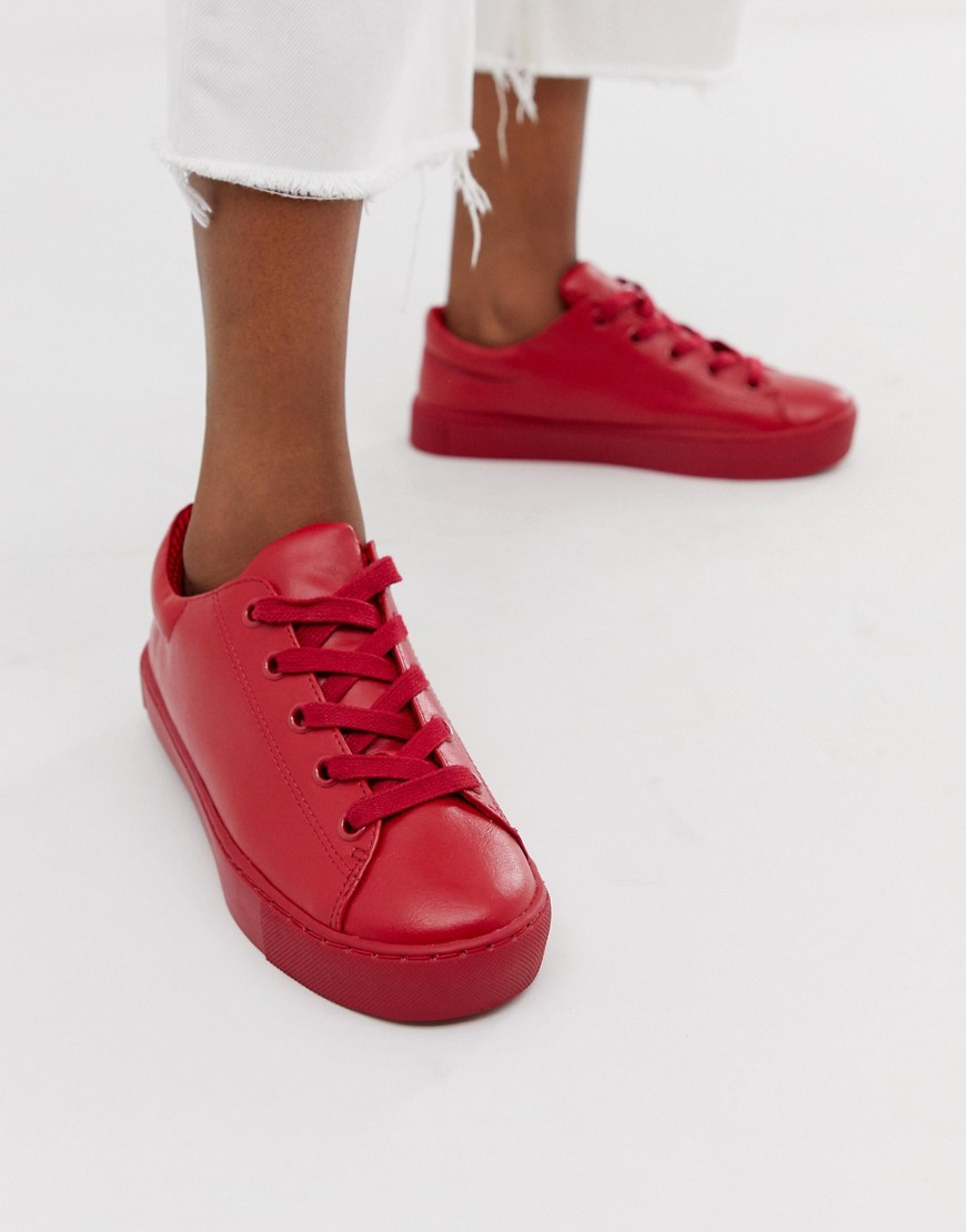 Monki - Sneakers in pelle sintetica-Rosso