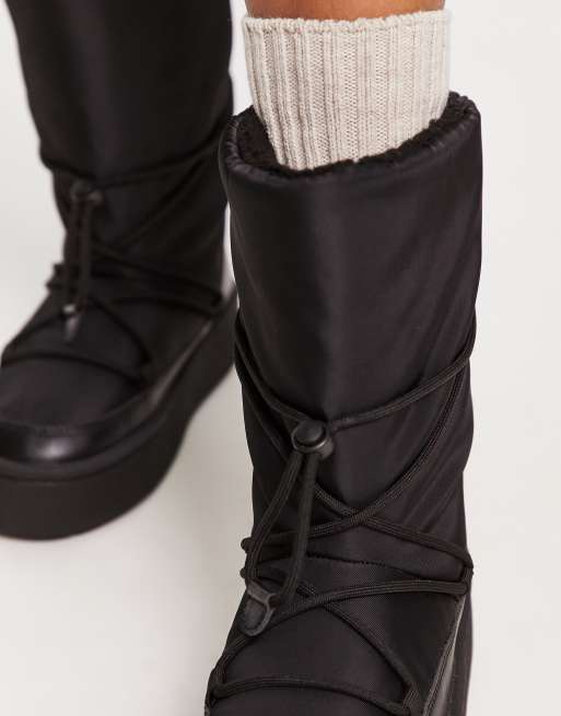 Womens Boots Monki Lace Up Boots In Black Monki Heeled Ankle Boots