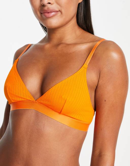 Monki soft ribbed bralette in orange