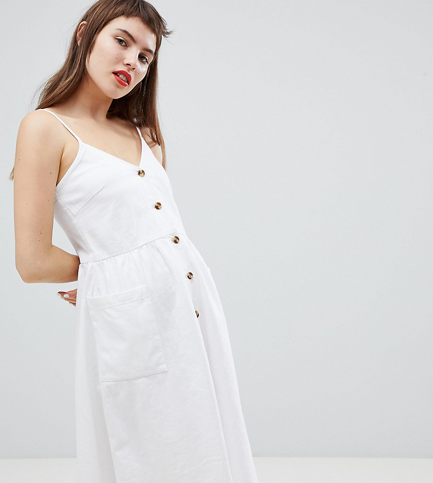 Monki – Solklänning i midimodell med ficka framtill-Vit