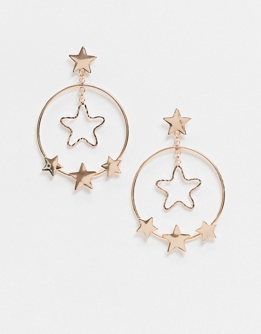 Monki Sonia star drop earrings in gold