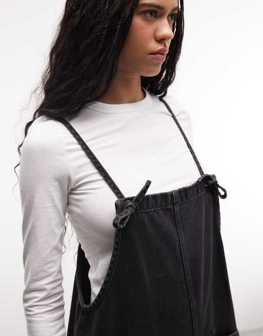 Monki - Sort jumpsuit i denim med brede ben, 3 af 4