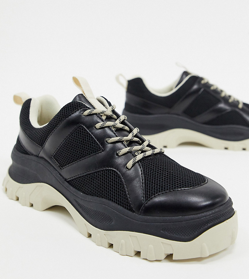 Monki — Sorte chunky sneakers med kontrastfarvet sål