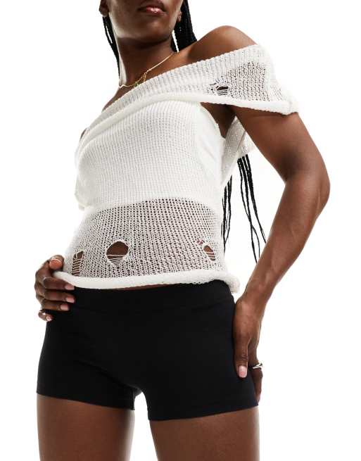 Monki - Sorte hotpants-shorts i jersey