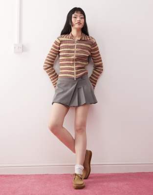 Monki Space Dye Zip Through Cardigan In Multi