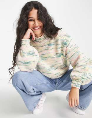 Monki space yarn knitted sweater in multi