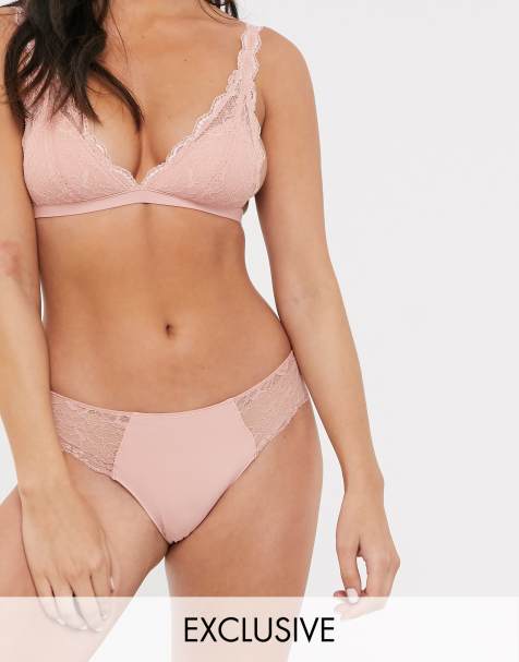 Monki – Spitzenslip in Rosa