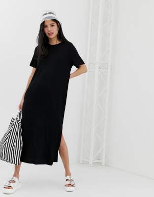 midi black t shirt dress