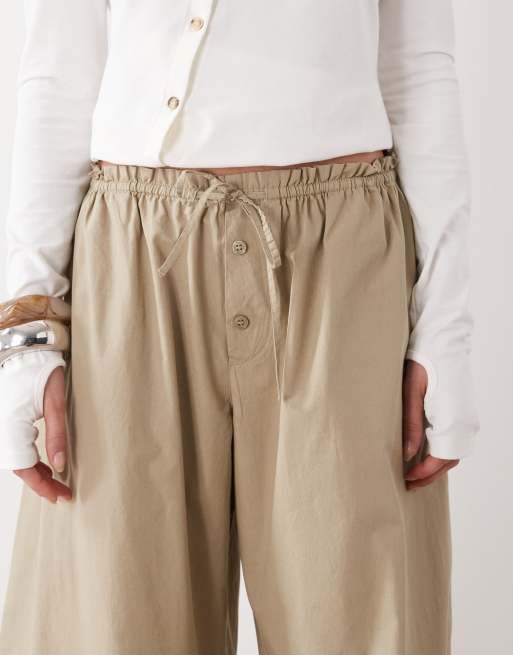 Monki – Spodnie z balonowymi nogawkami w kolorze khaki, 4 z 5