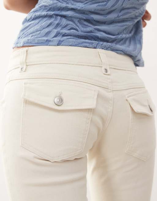 Monki – Spodnie ze stretchem capri w kolorze złamanej bieli, 4 z 5