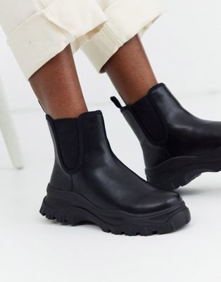 Monki sporty Chelsea boots in black