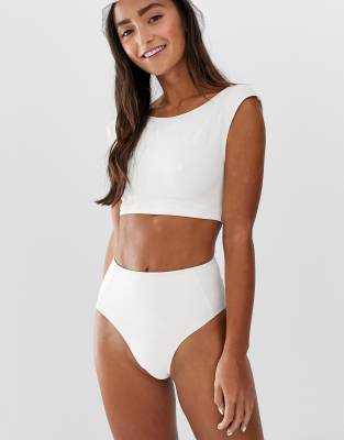 white high rise swimsuit