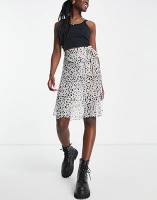 Monki spot print co-ord sarong in black and white