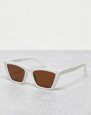 Monki square cat eye sunglasses in white