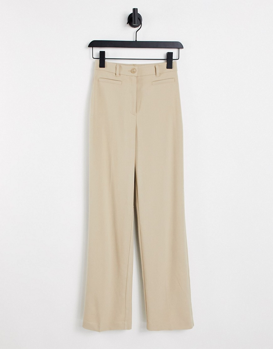 Monki Stacy recycled flare pants in beige-Neutral
