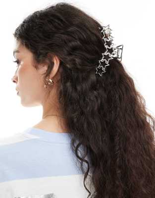 star metal hair claw in silver