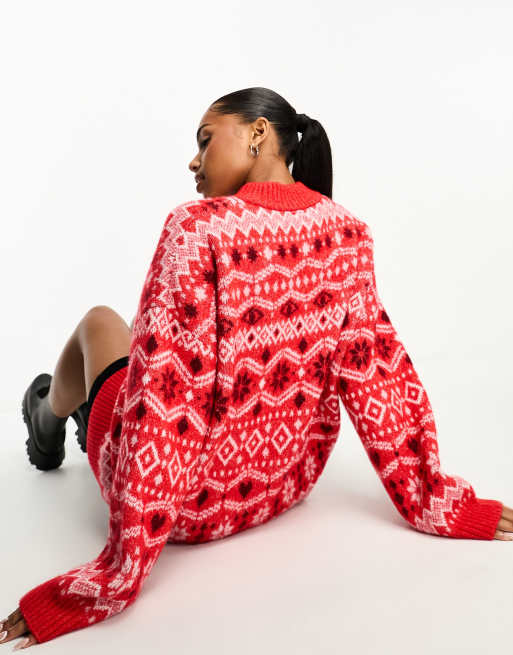 Monki – Stickad jultröja med Fair Isle-mönster, 2 av 4