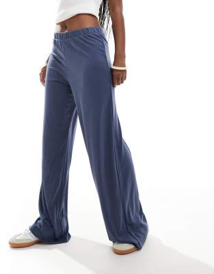 straight leg casual soft pants in navy