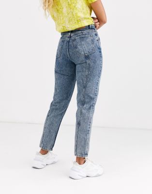 acid wash straight leg jeans