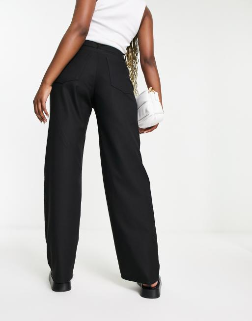 Monki straight leg tailored trousers in black, 2 of 4