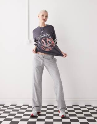 Monki Monki straight leg terry joggers in grey