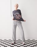 [Monki] Monki straight leg terry trackies in grey XL Grey