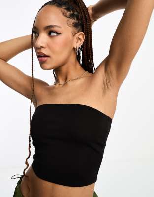 Monki square neck top in black, Compare